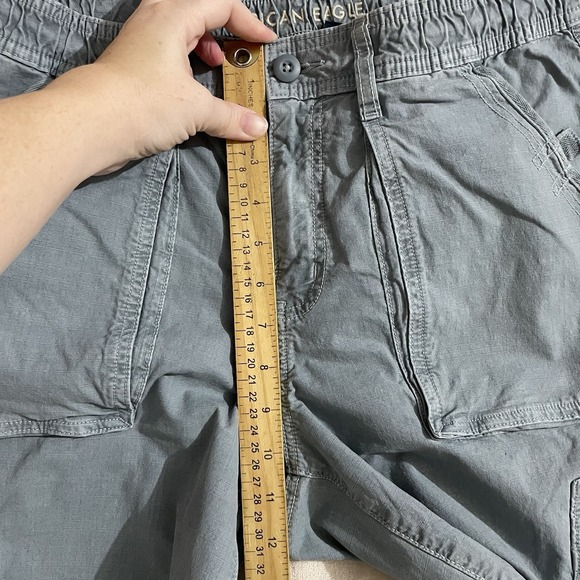 American Eagle Pants Womens Size 8 Short Baggy Jogger Cargo Gray Stretch Pockets - Picture 6 of 9
